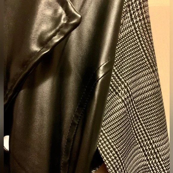 NWT Original Brova trench coat faux leather with plaid pattern 🩶🖤 - Picture 5 of 12